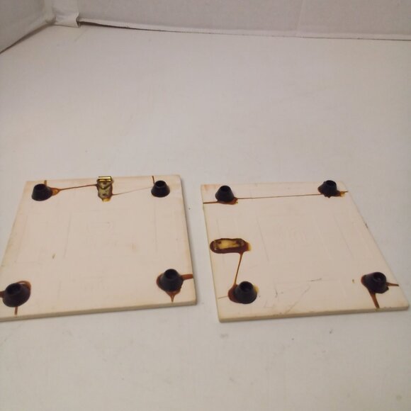 Vintage Ceramic Tile Trivet Coaster Geese 80s Blue White Lot of 2 - Picture 9 of 10